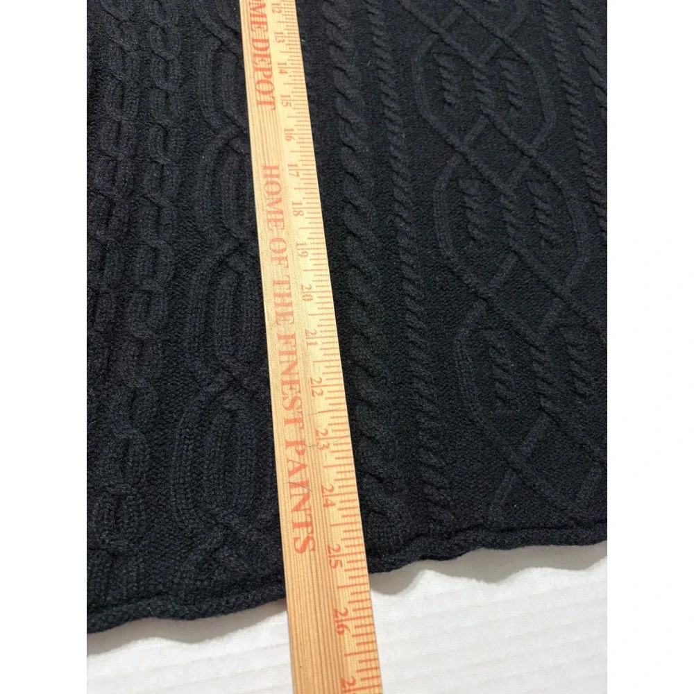 Vintage J.Crew Black 100% Lambswool Cable Knit VNeck Sweater Womens XL Hong Kong